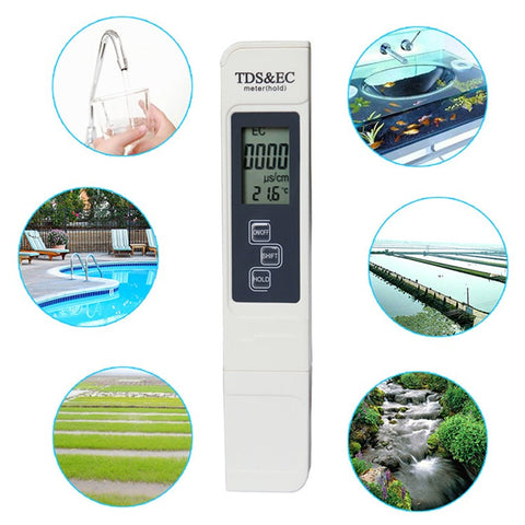 3-in-1 Digital LCD TDS EC Meter Pen Water Quality Detector Temperature Tester