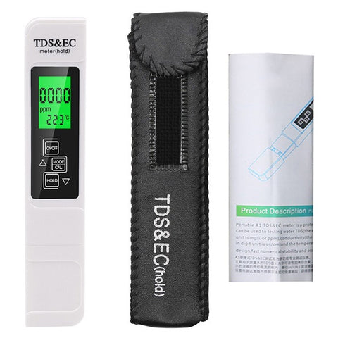 3-in-1 Water Quality Detector Digital LCD TDS EC Meter Pen Temperature Tester with Backlit