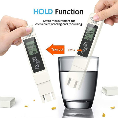 3-in-1 Water Quality Detector Digital LCD TDS EC Meter Pen Temperature Tester with Backlit
