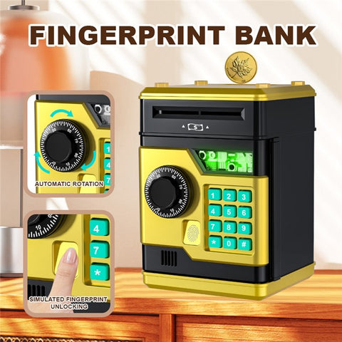 Fingerprint Password Safe Piggy Bank ATM-Style Electronic Coin and Cash Savings Children Plastic Saving Money Box