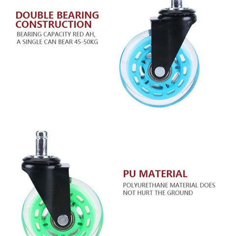 2.5 Inch Office Chair Caster Wheels Clear PU Safe Silent Roller Wheels Replacement for All Floors