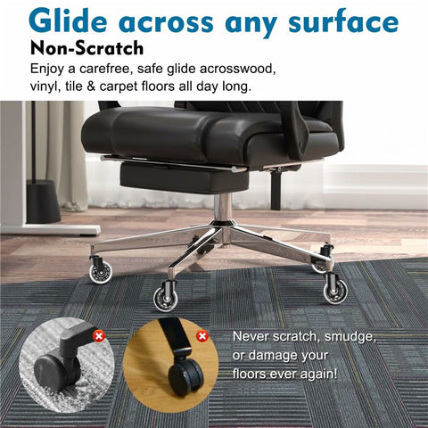 5PCS 2.5 Inch Office Chair Caster Wheels Clear PU Silent Roller Wheels Replacement for All Floors