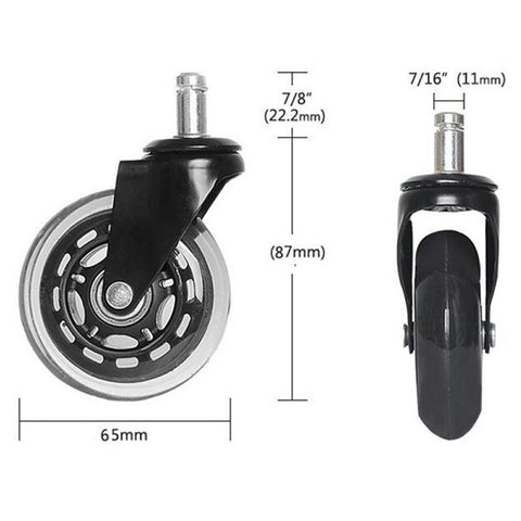 5PCS 2.5 Inch Office Chair Caster Wheels Clear PU Silent Roller Wheels Replacement for All Floors