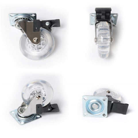 4Pcs 2-inch Crystal Clear Caster Universal Replacement Furniture Wheels with Brake