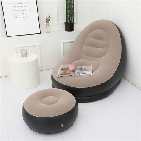 Portable Inflatable Stool Chair Thick Flocked Round Footrest Outdoor Travel Air Seat