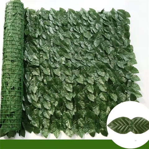 1 x 1m Dark-Colored Pothos Leaves Artificial Hedge Privacy Screen Garden Yard Faux Leaf Fence Barrier