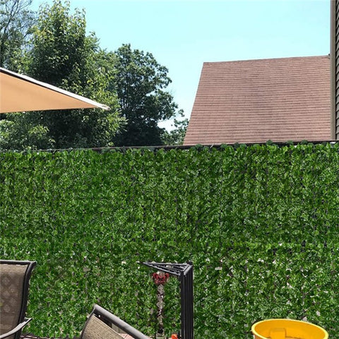 1 x 1m Light-Colored Pothos Leaves Artificial Hedge Privacy Screen Faux Leaf Fence Garden Yard Barrier Decor