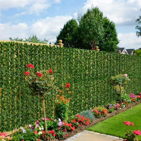 1m x 1m Light Green Maple Leaf Privacy Fence Screen Artificial Plant Hedges for Outdoor Garden Decor