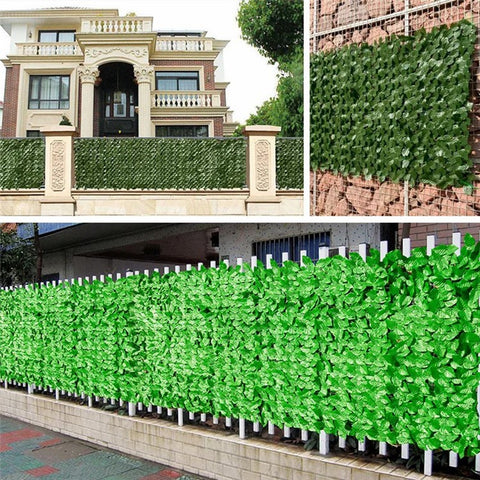 1m x 1m Light Green Maple Leaf Privacy Fence Screen Artificial Plant Hedges for Outdoor Garden Decor