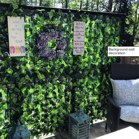 Privacy Fence Wall Screen 0.5 x 1m Artificial Hedges Fence with Faux Watermelon Leaf for Garden Balcony Decoration