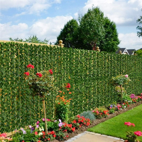 Privacy Fence Wall Screen 0.5 x 1m Artificial Hedges Fence with Faux Watermelon Leaf for Garden Balcony Decoration
