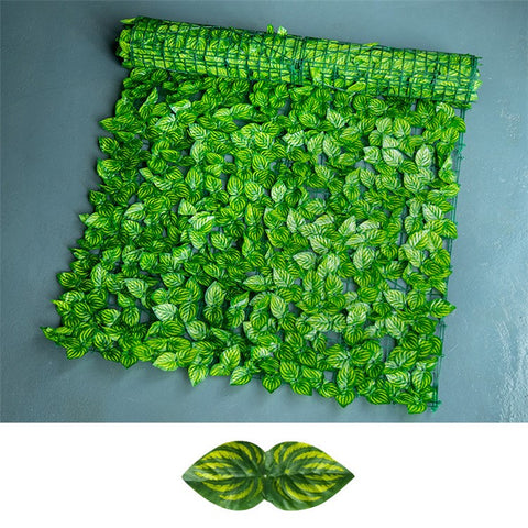 Privacy Fence Wall Screen 1 x 1m Artificial Hedges Fence with Faux Watermelon Leaf for Garden Balcony Decoration