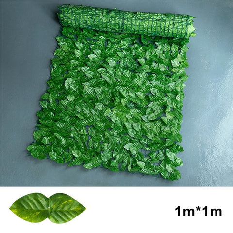 1 x 1m Faux Apple Leaf Artificial Hedge Privacy Screen Fence Panel Realistic Green Plant Barrier