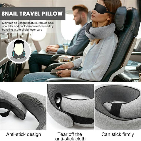 Memory Foam Snail Travel Pillow Portable U-Shaped Airplane Office Nap Neck Support Pillow