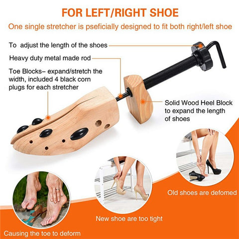 Adjustable Wooden Shoe Stretcher For Men  /  Women Pine Wood Shoe Shaper L Size 42-46