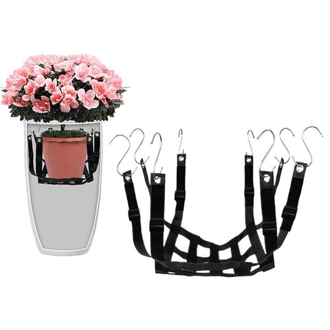 Adjustable Plant Storage Pot Net for Indoor / Outdoor Planter Holder with 8 Hooks