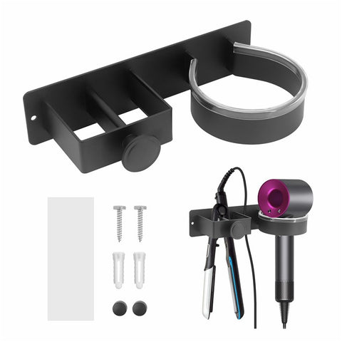 Hair Dryer Holder Wall Mount No Drill Bathroom Organizer for Hairdryer / Straightener / Curling Iron Storage Rack