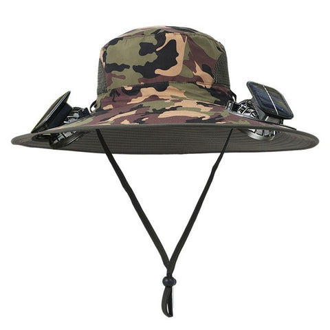 Detachable Solar Powered Fan Hat Wide Brim Summer Outdoor Sun Protection Cap for Men Hiking Fishing