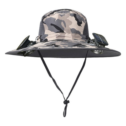 Detachable Solar Powered Fan Hat Wide Brim Summer Outdoor Sun Protection Cap for Men Hiking Fishing