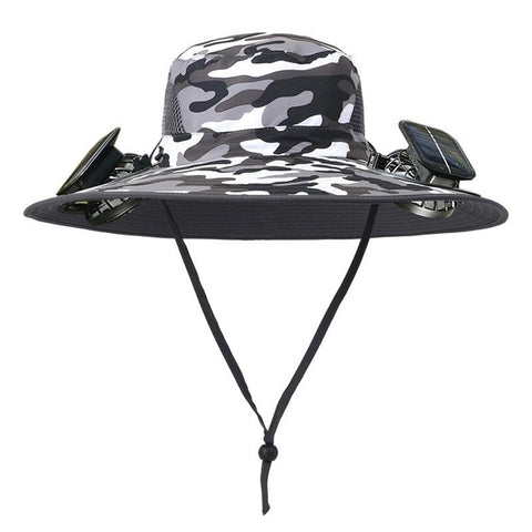 Detachable Solar Powered Fan Hat Wide Brim Summer Outdoor Sun Protection Cap for Men Hiking Fishing