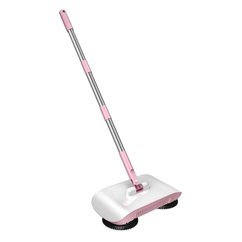 Floor Sweeper Hand Push 2 in 1 Cleaner Broom Dustpan Combo with Mop Pad for Home Office