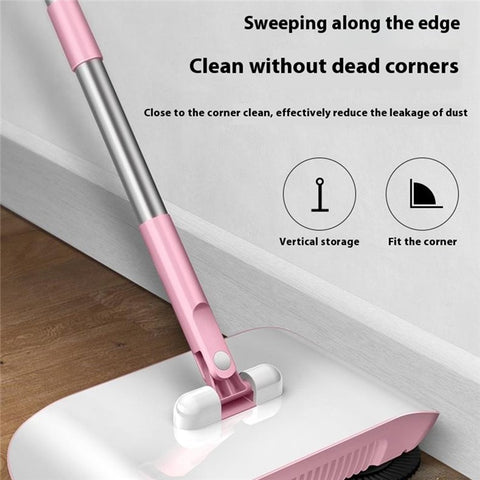Floor Sweeper Hand Push 2 in 1 Cleaner Broom Dustpan Combo with Mop Pad for Home Office