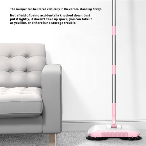 Floor Sweeper Hand Push 2 in 1 Cleaner Broom Dustpan Combo with Mop Pad for Home Office