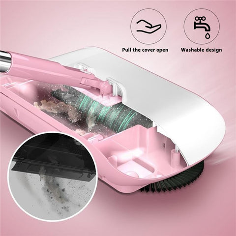 Floor Sweeper Hand Push 2 in 1 Cleaner Broom Dustpan Combo with Mop Pad for Home Office