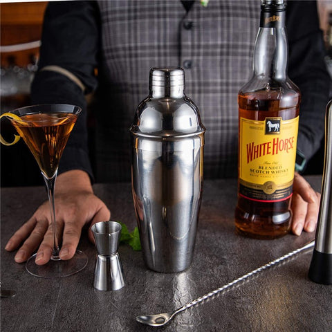 12 in 1 Cocktail Shaker Set Stainless Steel 700ML Bartender Mixer Bar Tools Kit with Bamboo Stand (BPA Free, No FDA)