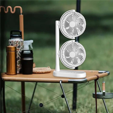 F-053 Dual Head Desk Fan for Office Dorm 3 Speeds USB Charging Summer Air Circulator Fan