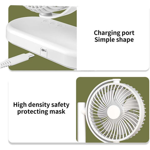 F-053 Dual Head Desk Fan for Office Dorm 3 Speeds USB Charging Summer Air Circulator Fan