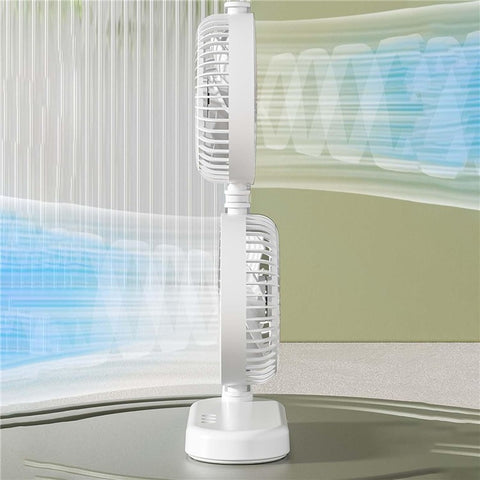 F-052 Dual Head Desk Fan for Office Dorm 3 Speeds USB Rechargeable Air Circulator Fan ( Built In 4000mAh Battery )