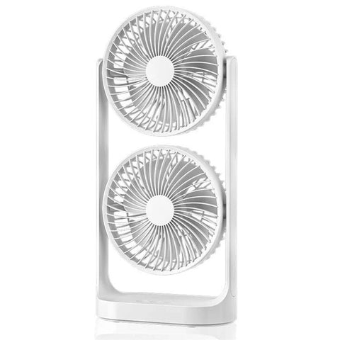 F-052 3 Speeds Adjustable Dual Head Desk Fan USB Charging Summer Air Circulator Fan for Office Dorm