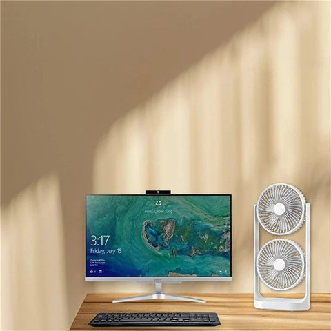 F-052 3 Speeds Adjustable Dual Head Desk Fan USB Charging Summer Air Circulator Fan for Office Dorm
