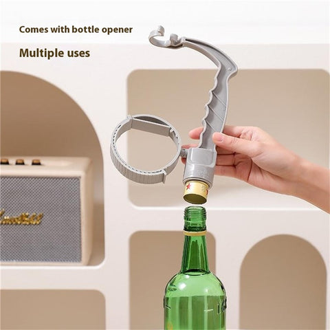 Beverage Bottle Pourer Handle Precision Flow Control Anti Spill Handle with Built-In Bottle Opener