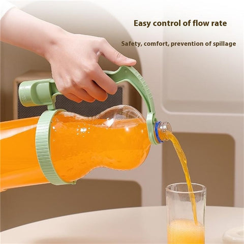 Beverage Bottle Pourer Handle Precision Flow Control Anti Spill Handle with Built-In Bottle Opener