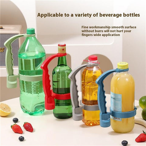 Beverage Bottle Pourer Handle Precision Flow Control Anti Spill Handle with Built-In Bottle Opener