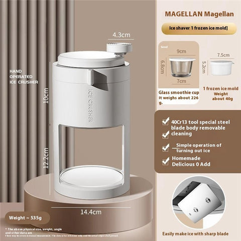 Hand Crank Ice Shaver Machine ABS Manual Snow Cone Shaved Ice Maker (BPA Free, No FDA)