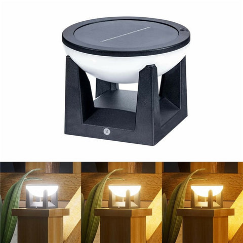 Solar Wall Light Outdoor Waterproof 3 Color Modes Garden Patio Fence Lighting Decorative Ambiance Lamp Round
