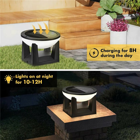 Solar Wall Light Outdoor Waterproof 3 Color Modes Garden Patio Fence Lighting Decorative Ambiance Lamp Round