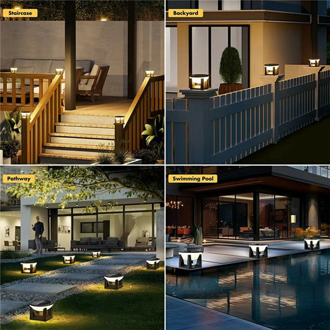 Solar Wall Light Outdoor Waterproof 3 Color Modes Garden Patio Fence Lighting Decorative Ambiance Lamp Round