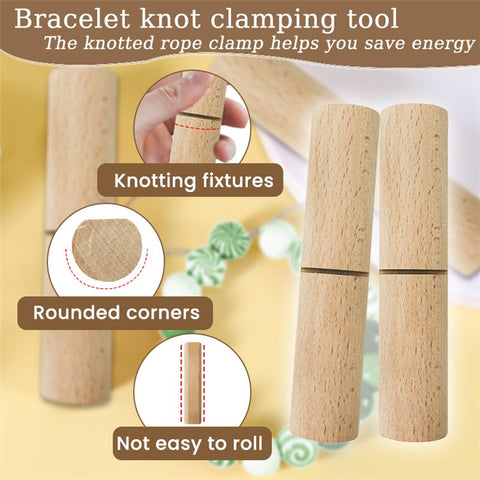 1 Pair Wooden Handle Knot Tightening Tool for Silicone Bead Bracelets Jewelry Making Craft