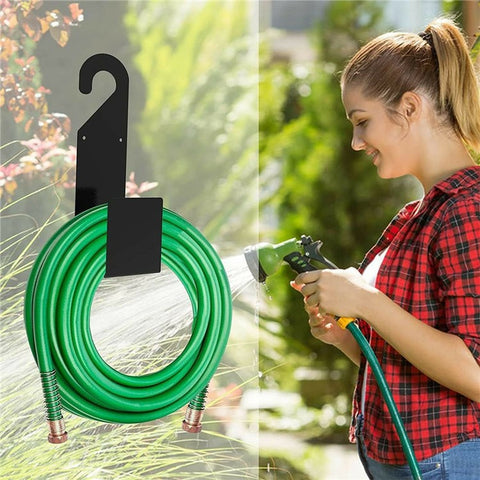 Metal Garden Hose Holder for Car Wash L-Shaped Hook Wall Mount Hanger Expandable Pipe Accessory