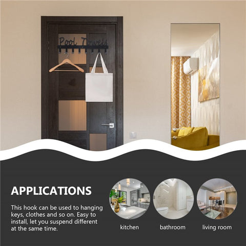 Towel Rack with 8 Hooks Wall Mounted Hanger for Bathroom Pool Shower Clothes Towels Keys Storage