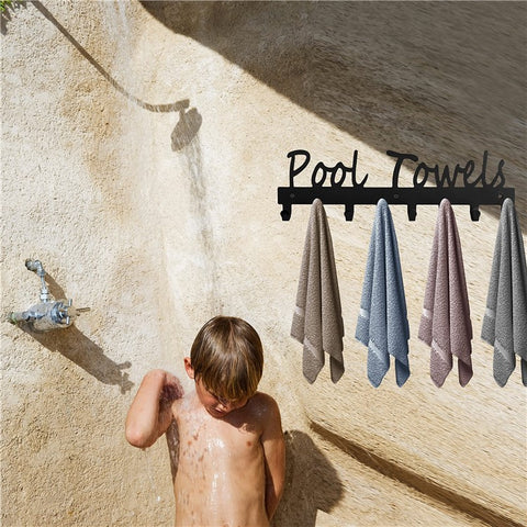 Towel Rack with 8 Hooks Wall Mounted Hanger for Bathroom Pool Shower Clothes Towels Keys Storage