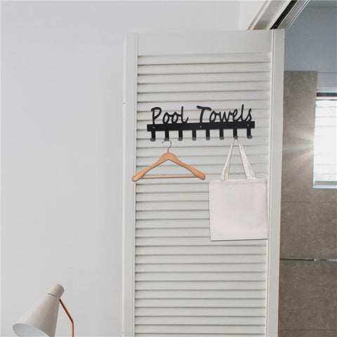 Towel Rack with 8 Hooks Wall Mounted Hanger for Bathroom Pool Shower Clothes Towels Keys Storage