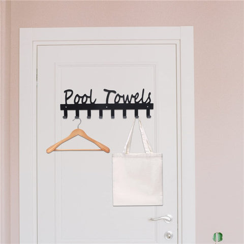 Towel Rack with 8 Hooks Wall Mounted Hanger for Bathroom Pool Shower Clothes Towels Keys Storage