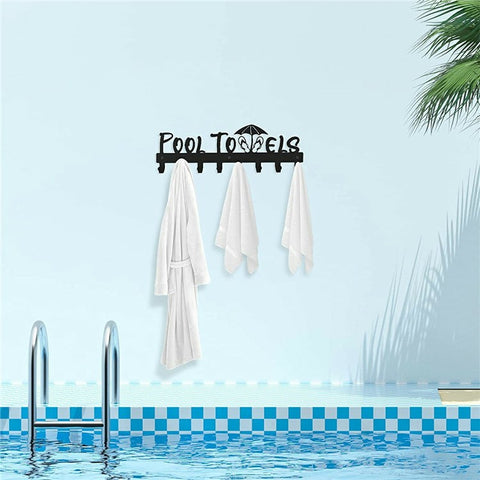 Wall Mounted Towel Rack 8 Hooks Hanger for Bathroom Pool Shower Clothes Key Holder Storage Organizer