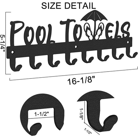 Wall Mounted Towel Rack 8 Hooks Hanger for Bathroom Pool Shower Clothes Key Holder Storage Organizer