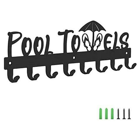 Wall Mounted Towel Rack 8 Hooks Hanger for Bathroom Pool Shower Clothes Key Holder Storage Organizer